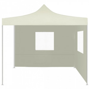 Cort de petrecere pliabil cu 2 pereți, crem, 2 x 2 m, oțel - V48881V