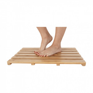 Covor antiderapant pentru baie, bambus natural lăcuit, 59x38x3 cm - TP272283 - Img 2