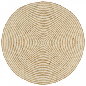 Covor lucrat manual cu model spiralat, alb, 150 cm, iuta - V133718V - Img 1