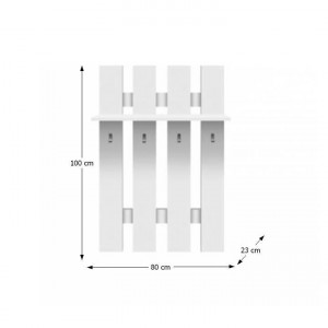 Cuier de perete, panel alb, 80x100x23 cm - TP147876 - Img 3