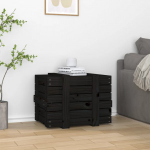 Cutie de depozitare, negru, 58x40,5x42 cm, lemn masiv de pin - V824997V - Img 3