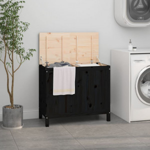 Cutie de rufe, negru, 88,5x44x76 cm, lemn masiv de pin - V823583V - Img 2