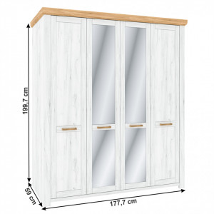 Dulap cu spaţiu pt. umeraşe Q, culoarea stejar craft auriu și culoarea stejar craft alb - TP264015 - Img 2