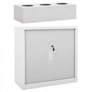Dulap cu ușă glisantă și jardinieră, gri, 90x40x113 cm, oțel - V3095247V - Img 2