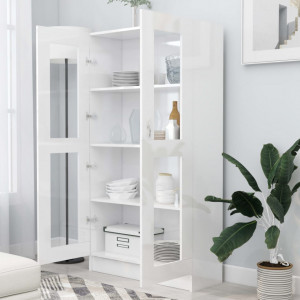Dulap cu vitrina, alb extralucios, 82,5 x 30,5 x 150 cm, PAL - V802765V - Img 3