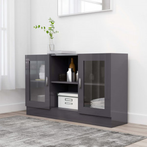 Dulap cu vitrina, gri extralucios, 120 x 30,5 x 70 cm, PAL - V802794V