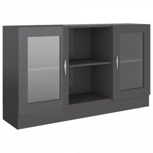 Dulap cu vitrina, gri extralucios, 120 x 30,5 x 70 cm, PAL - V802794V - Img 2