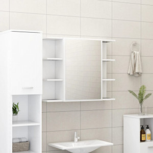 Dulap de baie cu oglinda, alb, 80 x 20,5 x 64 cm, PAL - V802606V - Img 1