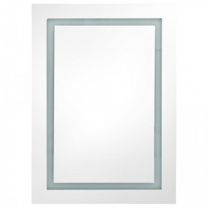 Dulap de baie cu oglindă și LED, alb strălucitor, 50x13x70 cm - V326494V - Img 4