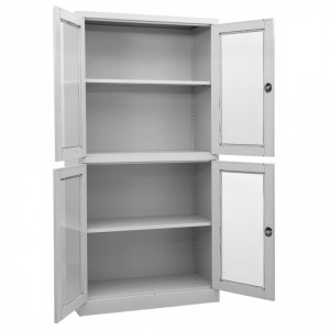 Dulap de birou gri deschis 90x40x180 cm oțel/sticlă securizată - V335939V