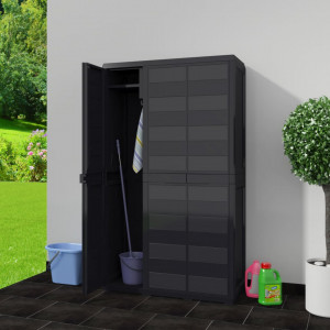 Dulap de depozitare pentru gradina, cu 4 rafturi, negru - V43700V - Img 2