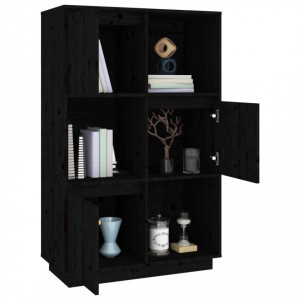 Dulap înalt, negru, 74x35x117 cm, lemn masiv de pin - V814368V - Img 4