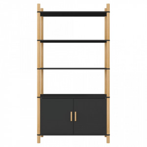 Dulap înalt, negru, 80x40x153 cm, lemn prelucrat - V345703V - Img 3