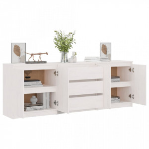Dulap lateral, 180x36x65 cm, alb, lemn masiv de pin - V3094294V - Img 4