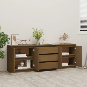 Dulap lateral, maro miere, 180x36x65 cm, lemn masiv de pin - V3094296V - Img 3