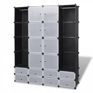 Dulap modular cu 18 compartimente alb si negru 37x146x180,5 cm - V240501V - Img 2