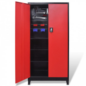 Dulap scule cu 2 usi, otel, 90 x 40 x 180 cm, negru si rosu - V20158V - Img 4