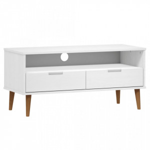 Dulap TV alb, 106x40x49 cm, din lemn masiv de pin - V350532V