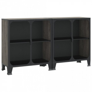 Dulapuri de depozitare, 2 buc., gri, 72x36x82 cm, metal/MDF - V3095970V - Img 1