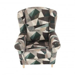 Fotoliu cu taburet, material maro-verde cu modele - TP211110 - Img 14
