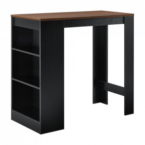 Masa-Bar cu rafturi, 110 x 50 x 103 cm, negru/efect lemn de nuc - P71908780 - Img 1