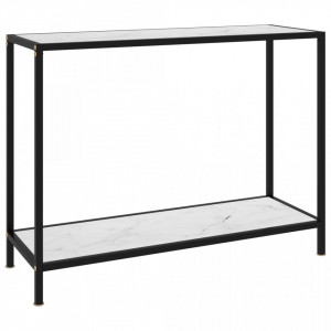Masa consola, alb, 100 x 35 x 75 cm, sticla securizata - V322837V - Img 1