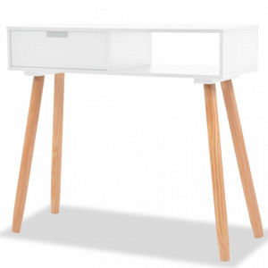 Masa consola, lemn masiv de pin 80x30x72 cm, alb - V244737V