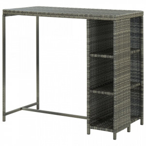 Masă de bar cu raft de depozitare, gri 120x60x110 cm, poliratan - V313477V - Img 4