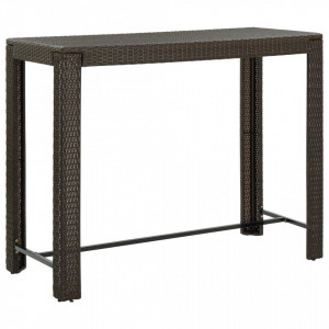 Masă de bar de grădină, maro, 140,5 x 60,5 x 110,5 cm poliratan - V45876V - Img 2