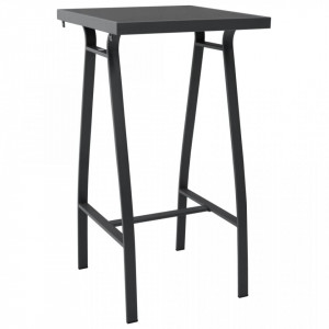 Masa de bar gradina, negru, 60 x 60 x 110 cm, sticla securizata - V48120V
