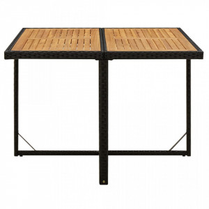 Masă de grădină, negru, 109x107x74 cm, poliratan și lemn acacia - V316790V