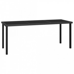 Masă de grădină, negru, 180 x 70 x 73 cm, poliratan - V315116V - Img 2