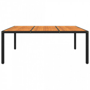 Masă de grădină, negru, 200x150x75cm, lemn de acacia/poliratan - V310590V