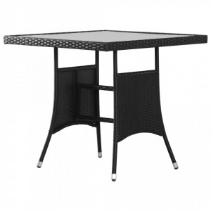 Masa de gradina, negru, 80 x 80 x 74 cm, poliratan - V43930V