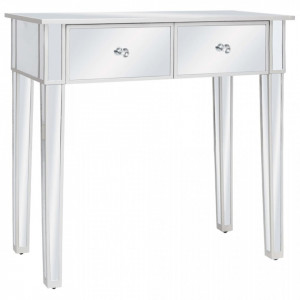 Masă de toaletă tip oglindă cu scaun, MDF și sticlă - V246661V - Img 3