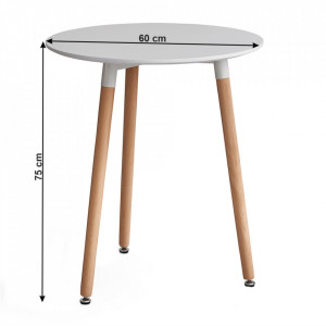 Masă dining, alb/fag, diametru 60 cm - TP256705 - Img 2