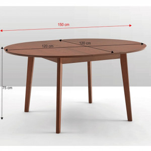 Masă dining extensibilă, culoarea fag, diametru 120 cm - TP203079 - Img 4