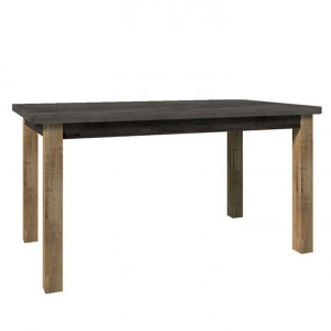 Masă dining, extensibilă, culoarea stejar închis/gri, 160-203x90 cm - TP237736