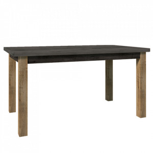 Masă dining, extensibilă, culoarea stejar închis/gri, 160-203x90 cm - TP237736 - Img 7