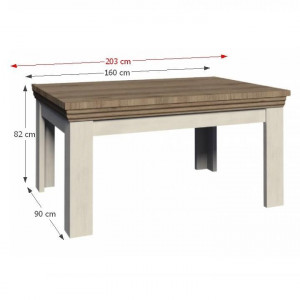 Masă extensibilă pentru dining, culoarea pin nordic/stejar sălbatic, 160-203x90 cm - TP86117 - Img 2