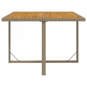 Masă grădină, bej, 109x107x74 cm, poliratan/ lemn masiv acacia - V316791V - Img 4