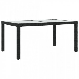 Masă grădină, negru, 150x90x75 cm sticlă securizată & poliratan - V316705V