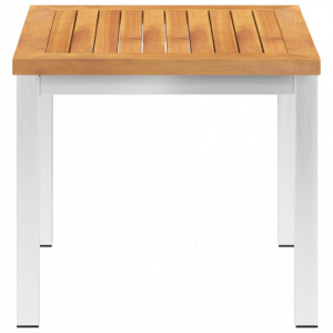 Masa laterala de gradina, 45 x 45 x 38 cm, lemn acacia si otel - V46492V - Img 2