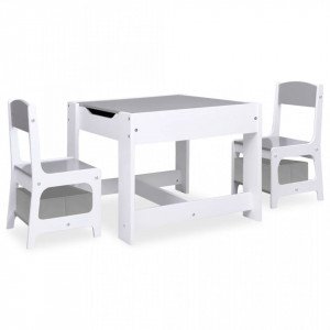 Masă pentru copii, cu 2 scaune, alb, MDF - V80283V - Img 1