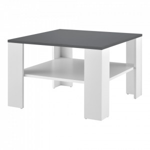 Masuta cafea Amelia, 60 x 60 x 40 cm, PAL, alb-gri inchis - P66779281
