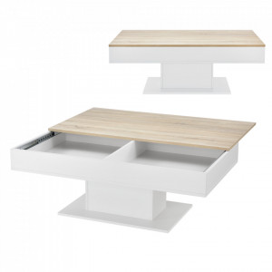 Masuta cafea cu blat mobil efect lemn/alb - P73694399 - Img 2