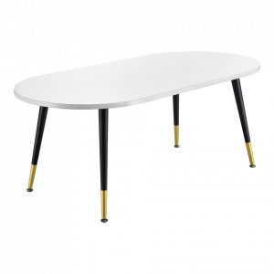 Masuta cafea, efect stejar alb mat lacuit/auriu - P71736456 - Img 1