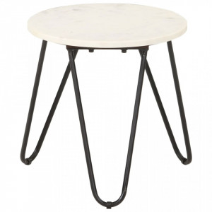 Masuta de cafea alb 40x40x40 cm piatra naturala aspect marmura - V286443V - Img 4
