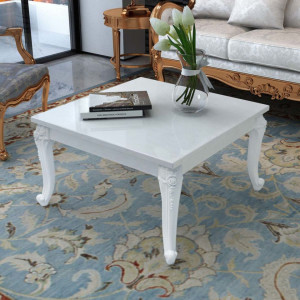Masuta de cafea lucioasa, 80 x 80 x 42 cm, alb - V243379V