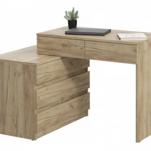 MBBIAR3 - Birou stanga/dreapta, 115/130 cm, masa de calculator drept sau pe colt cu 5 sertare, office - Stejar - Img 5